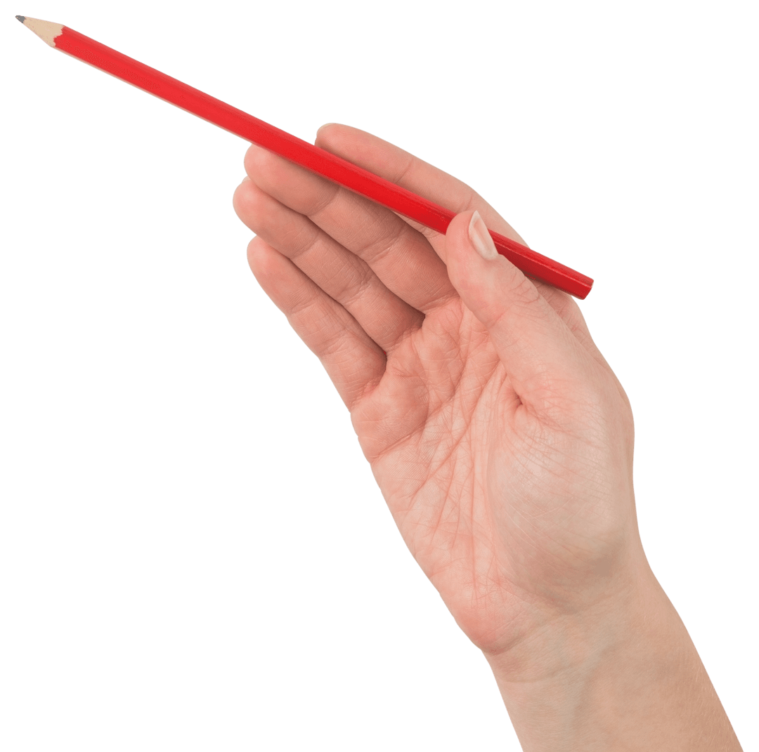 Transparent Hand Holding Red Pencil Isolated on White Background
