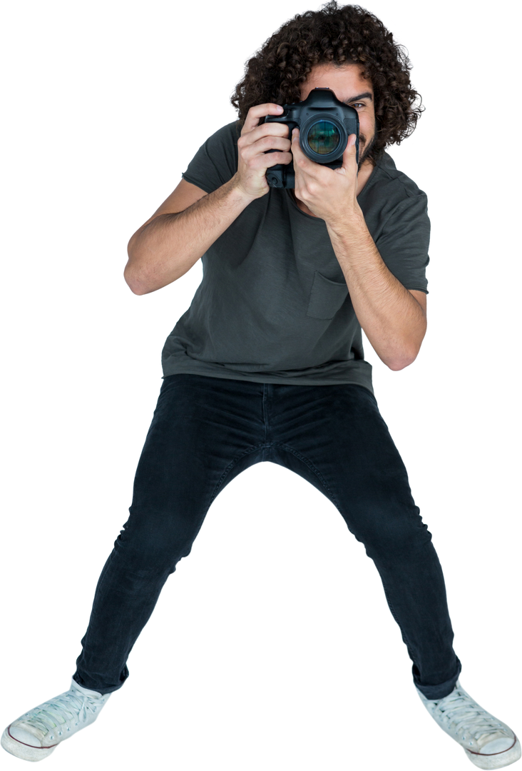 Full Length of Male Photographer Taking Picture with Transparent Background - Download Free Stock Images Pikwizard.com