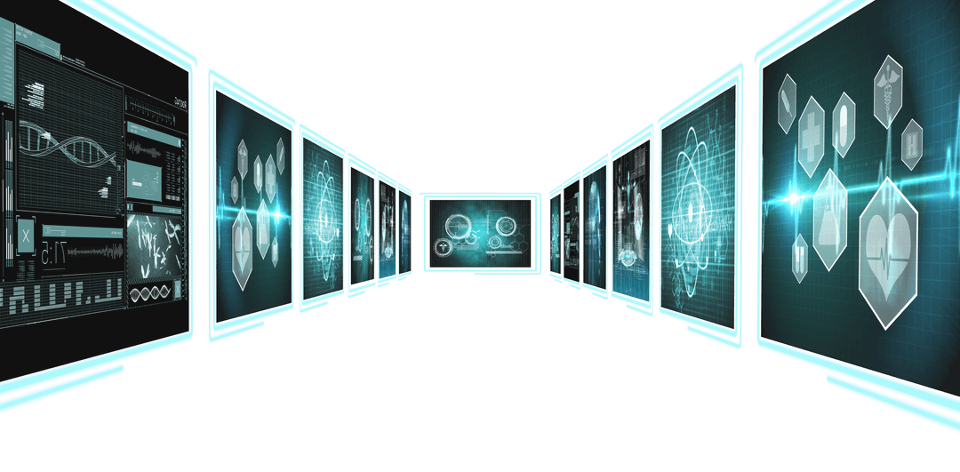Futuristic Digital Screens with Data Processing on Transparent Background - Download Free Stock Images Pikwizard.com