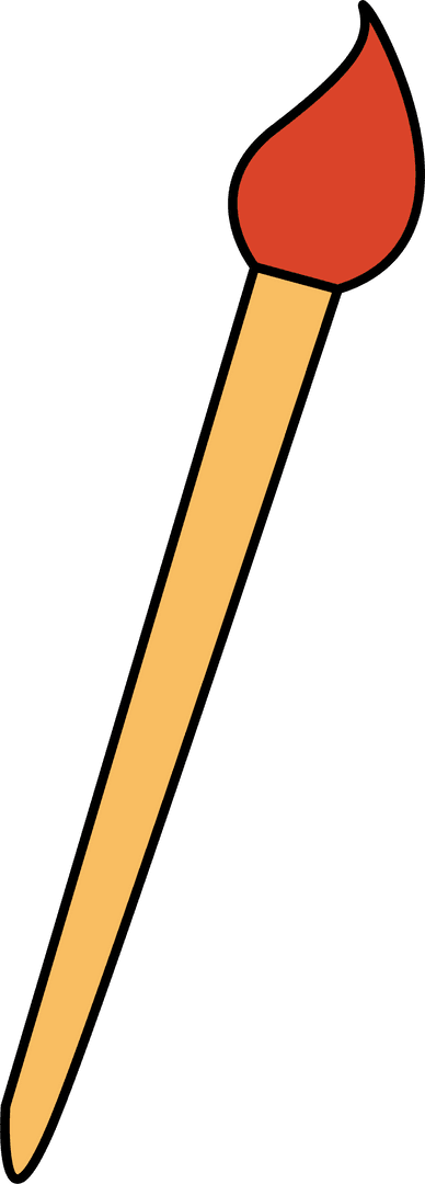 Minimalist Paintbrush with Red Bristles on Transparent Background