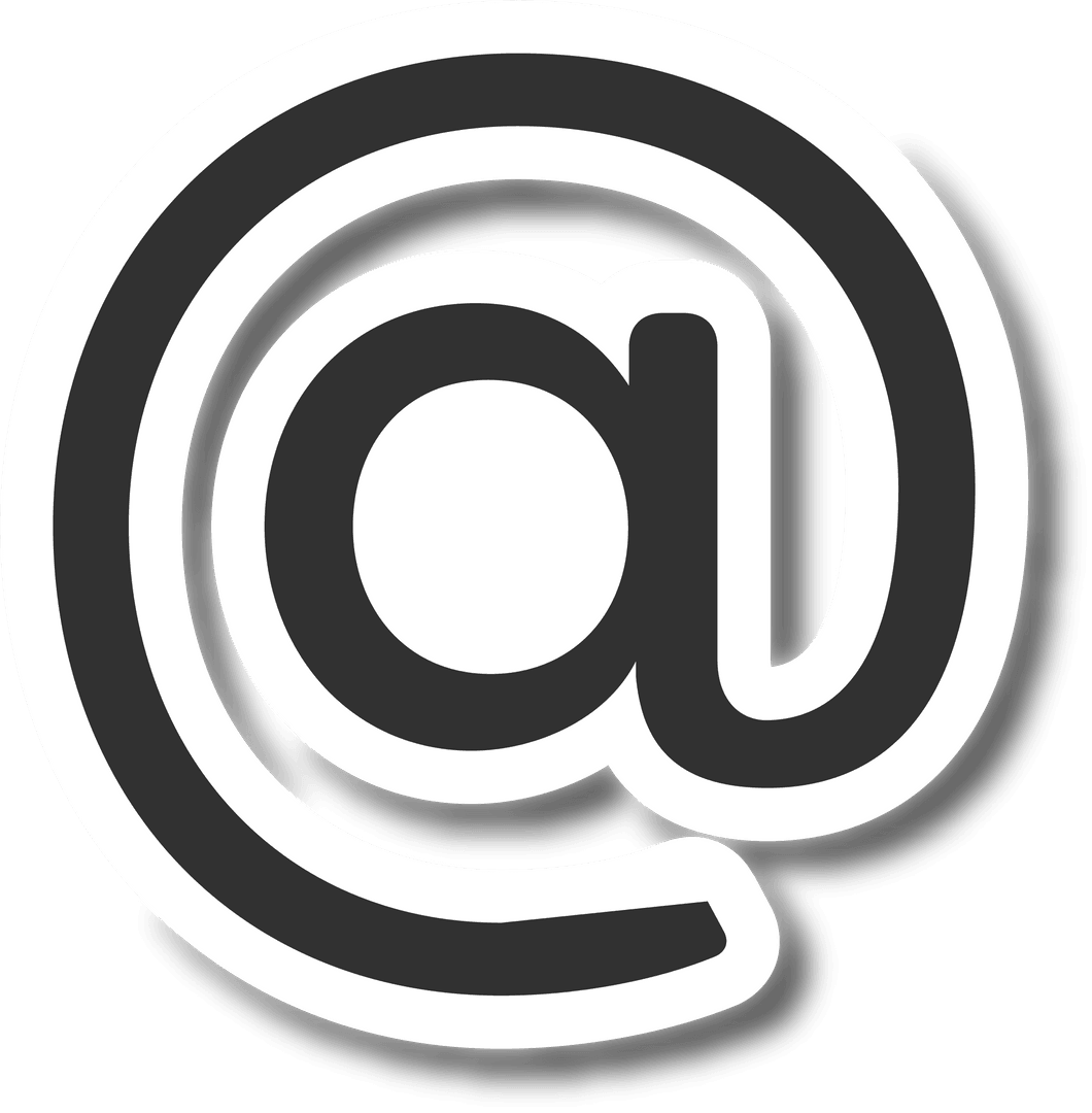 Digital Illustration of Black Email Symbol On Transparent Background