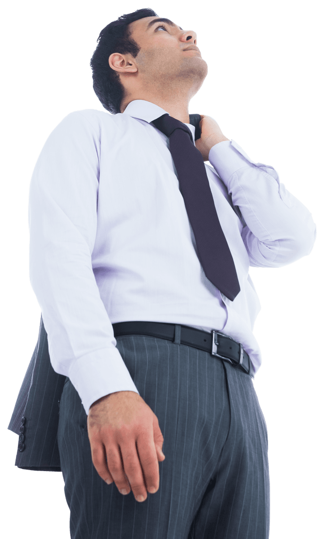 Transparent Image Biracial Businessman Looking Up