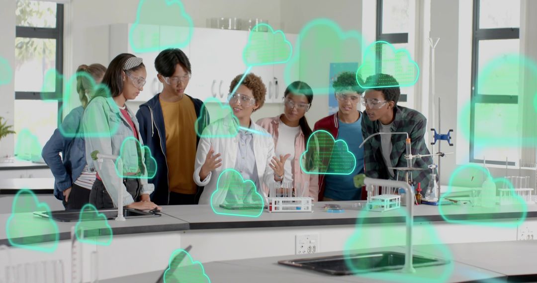 Teaching Cloud Computing in STEM Lab, Instructor Guiding Students Through Experiment