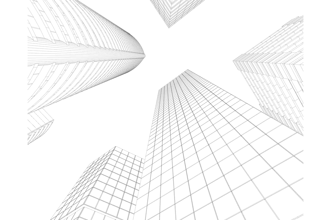 Transparent Black 3D Mesh of Modern Buildings