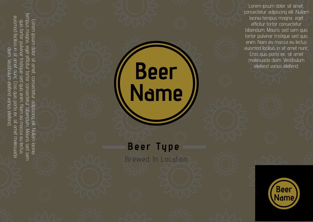 Vintage Craft Beer Label with Artisanal Design and Sunflower Motif