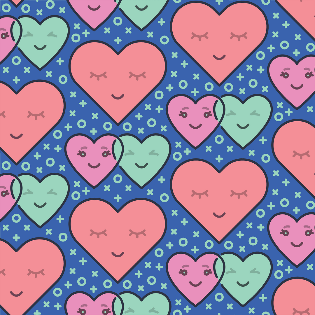 Seamless Heart Pattern with Cheerful Expressions - Download Free Stock Images Pikwizard.com