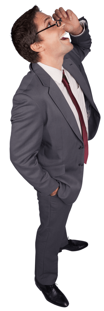 Isolated Thinking Businessman During Moment of Inspiration Transparent Background