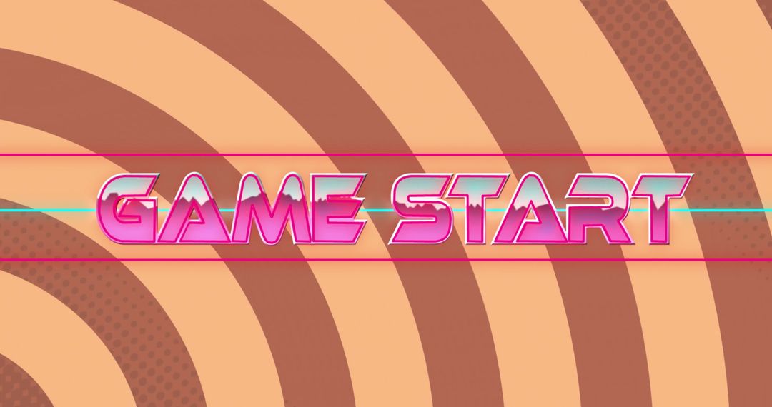 Retro Game Start Text On Vibrant Orange Background