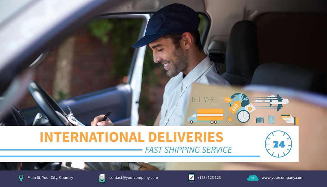 Smiling Delivery Driver Representing Fast Shipping Service