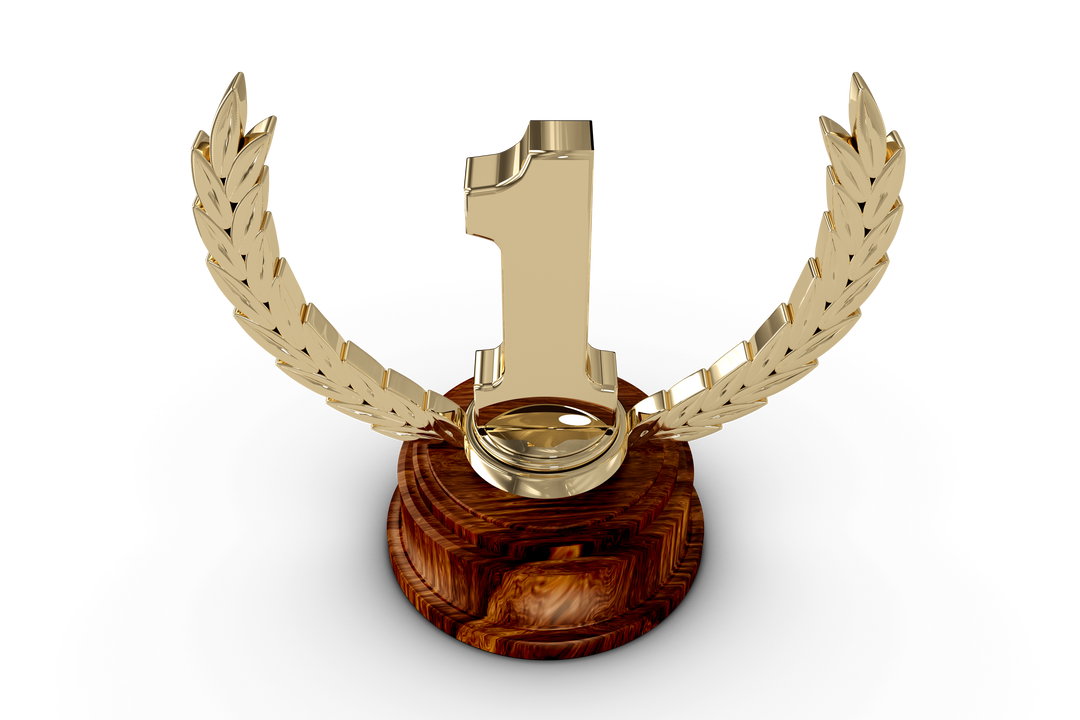 Transparent Achievement Trophy With Wreath and Number One - Download Free Stock Images Pikwizard.com