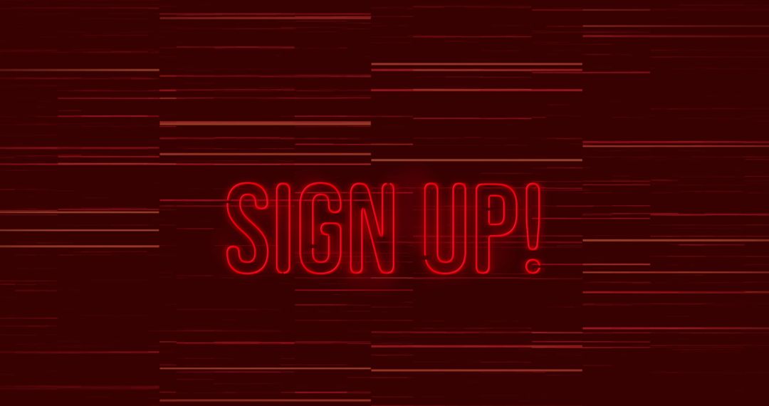 Red Neon Sign Up with Abstract Lines Background