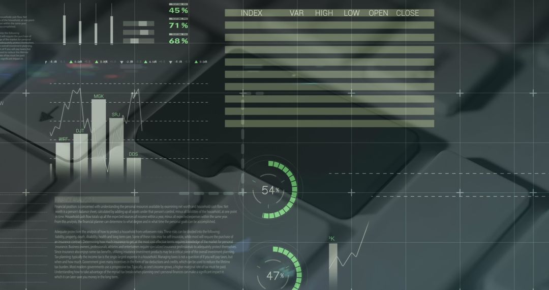 Digital Data Graphics Overlay on Computer Keyboard