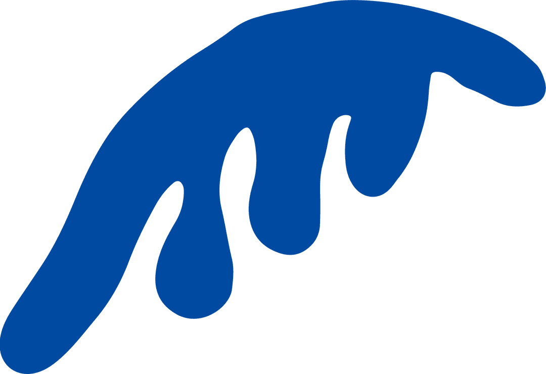 Abstract Blue Curved Drip Art on Transparent Background