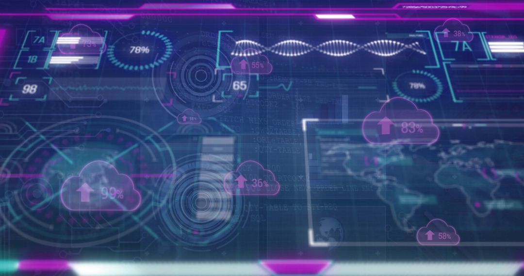 Futuristic Digital Interface with Data and Cloud Technology
