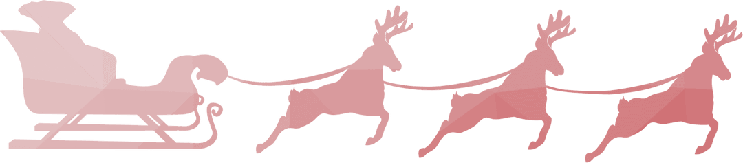 Transparent Red Santa Sleigh and Reindeer Silhouette