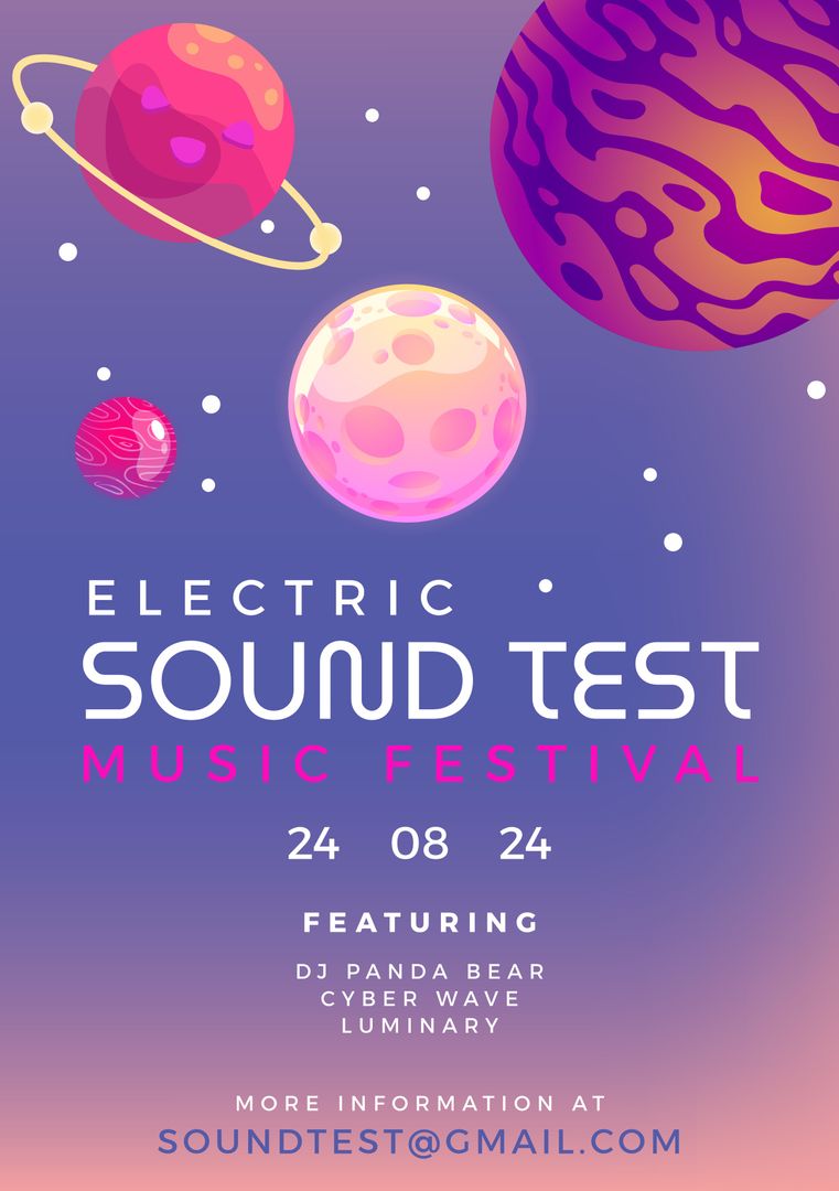 Electric Sound Test Music Festival Cosmic Themed Flyer - Download Free Stock Templates Pikwizard.com