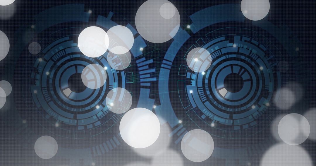 Futuristic Cyber Interface with Rotating HUD Elements and Bokeh effects