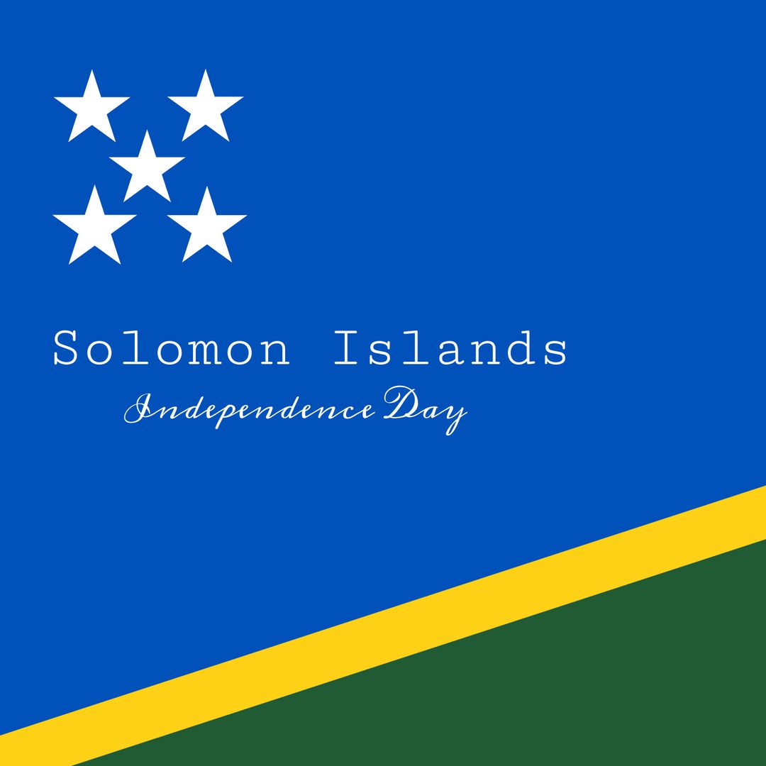 Solomon Islands National Flag with Independence Day Text