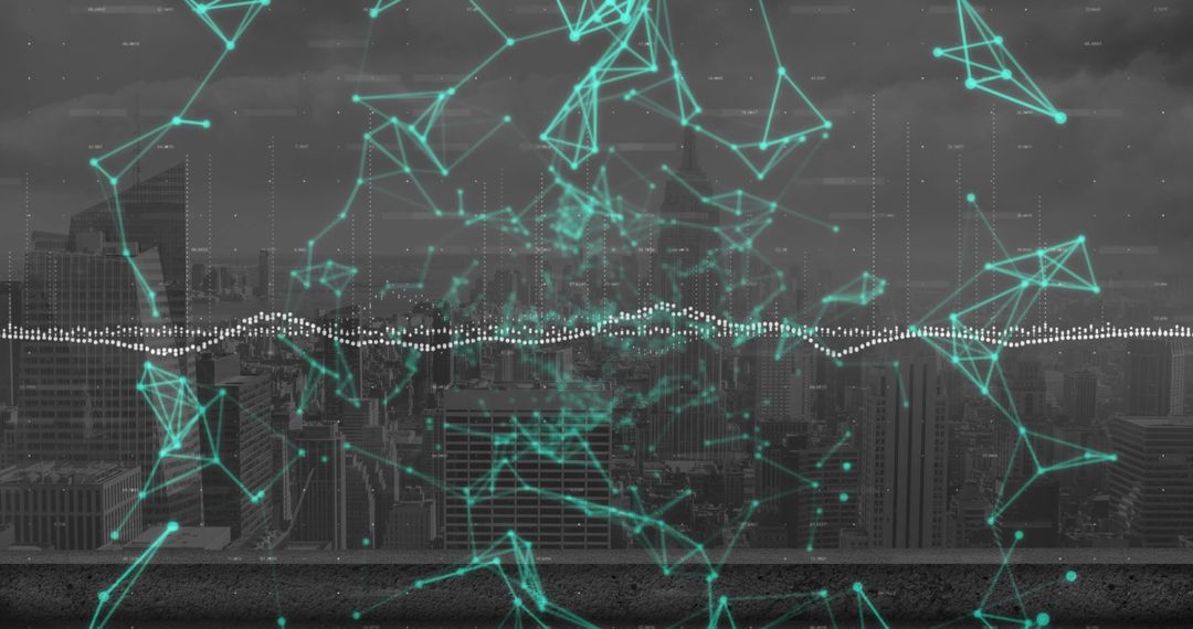 Futuristic Digital Network Overlooking Vibrant Cityscape