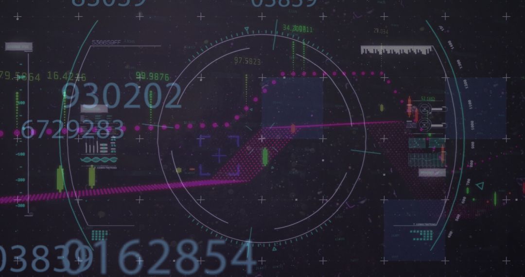 Futuristic Digital Interface with Complex Data and Analytics