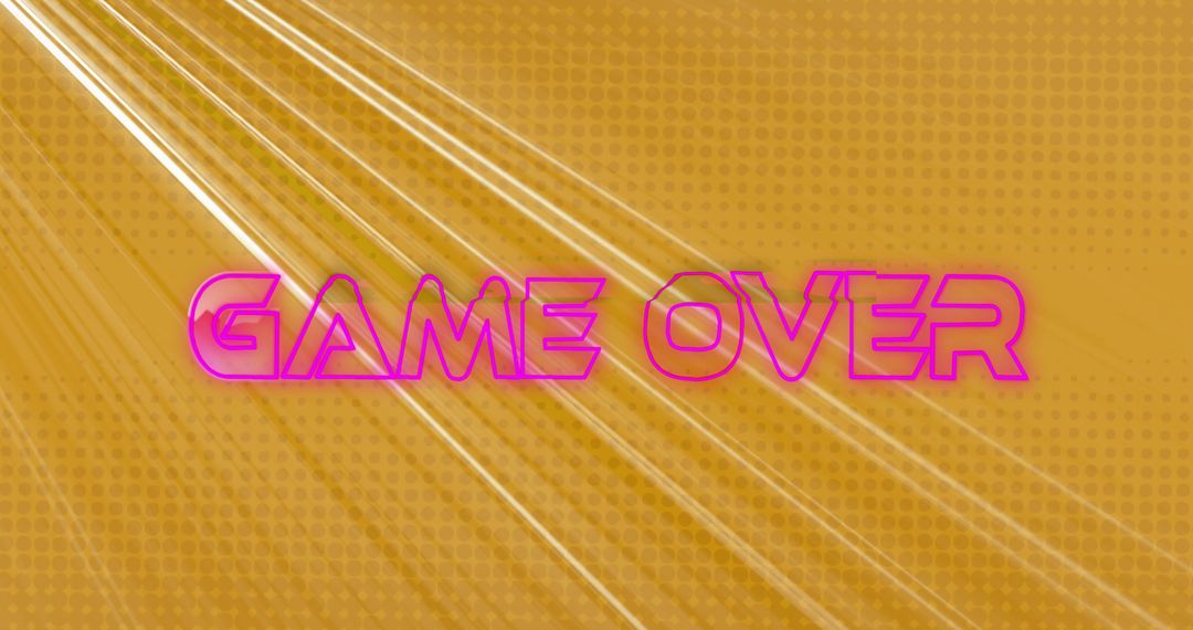 Retro Game Over Screen with Neon Text and Light Trails