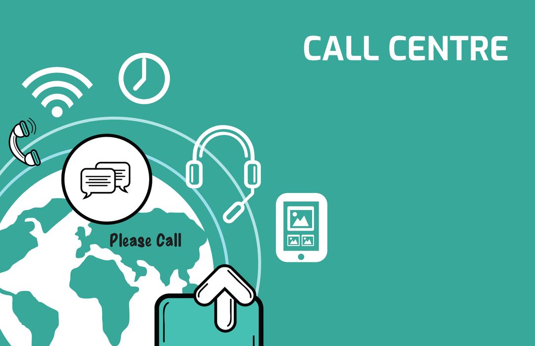Global Call Center Theme with Communication Icons