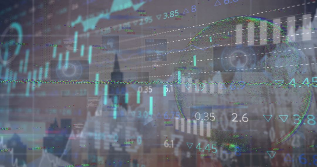 Digital Financial Data Overlay on Black Background