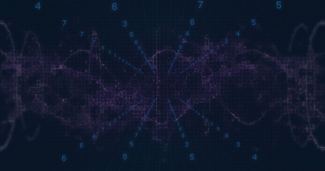Futuristic Data Visualization with Technology Waveforms and Numbers