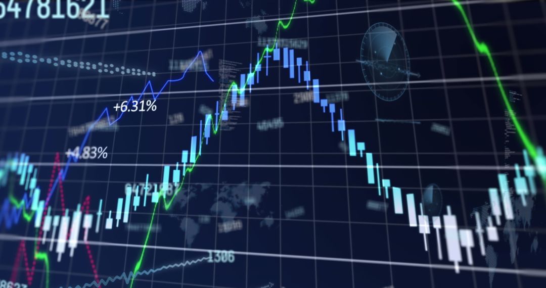 Illuminated Financial Data Chart Display on Dark Backdrop