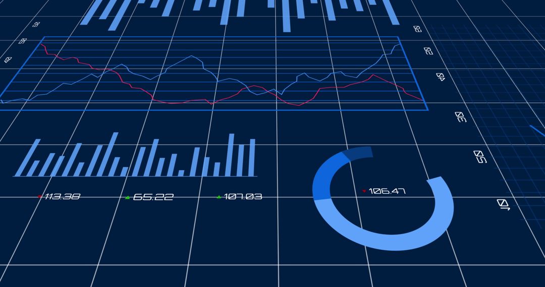 Digital Data Visualization on Blue Interface for Analysis