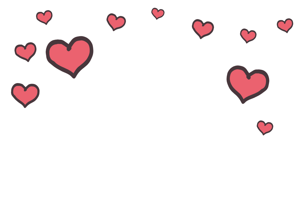 Love Hearts Scattered on Transparent Background
