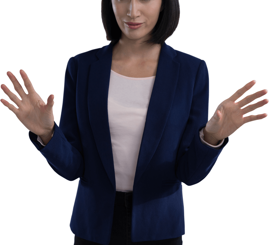 Transparent Concept Businesswoman Using Interactive Screen Technology