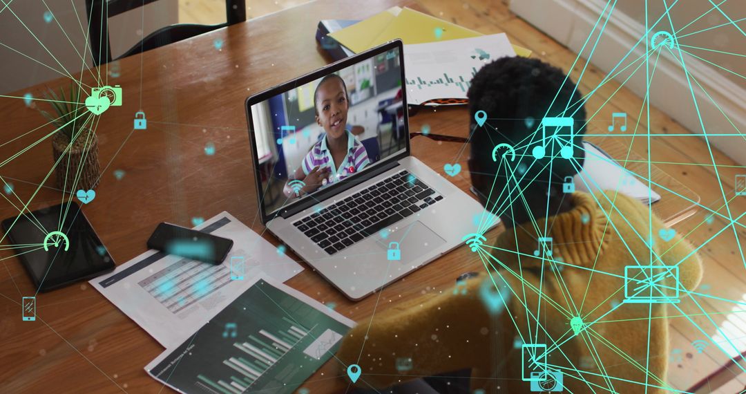 Digital Networking Concept with Businesswoman on Virtual Call