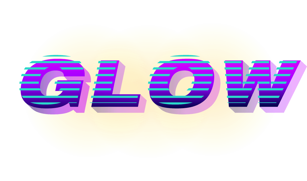 3D Retro Glow Letters with Neon Colors on Transparent Background