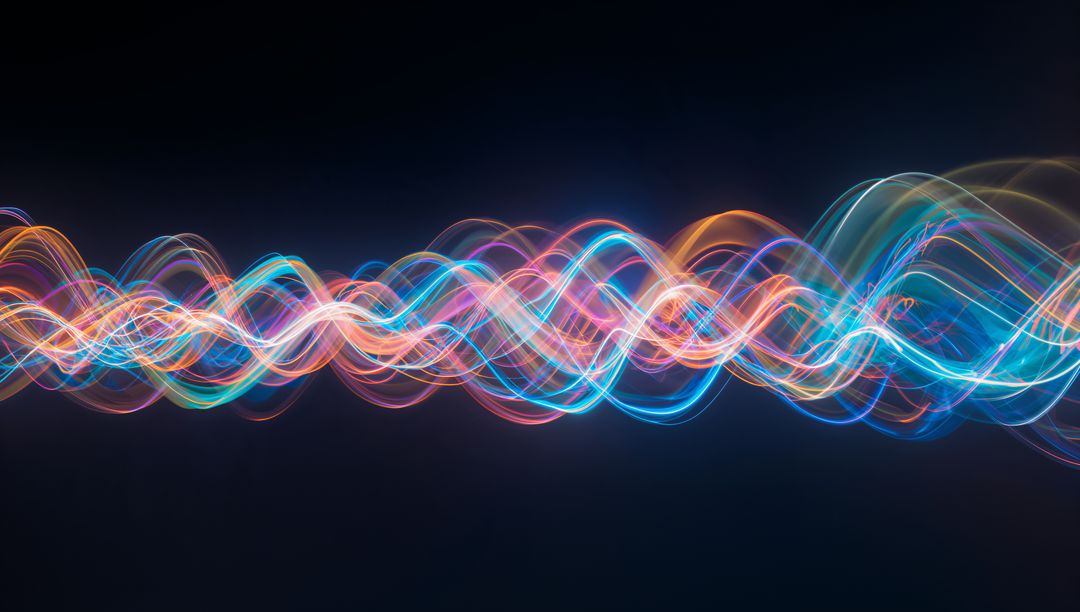 Glowing Interlaced Neon Wave Patterns in Dark Void