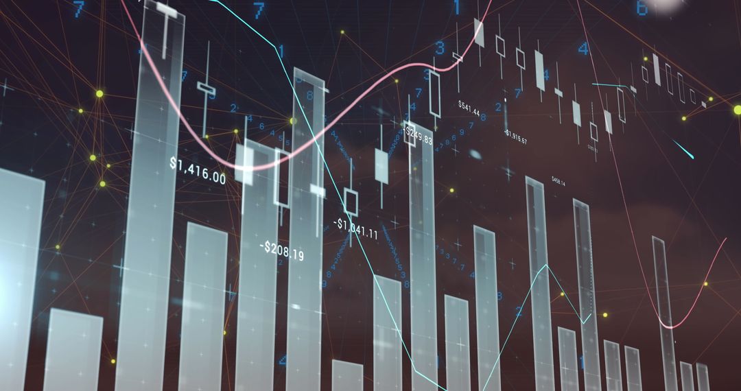 Digital Bar Charts and Stock Market Analysis Concept