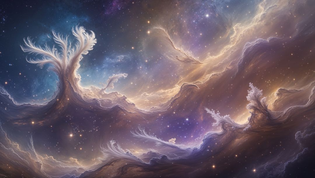 Ethereal Cosmic Plumes in Serene Universe