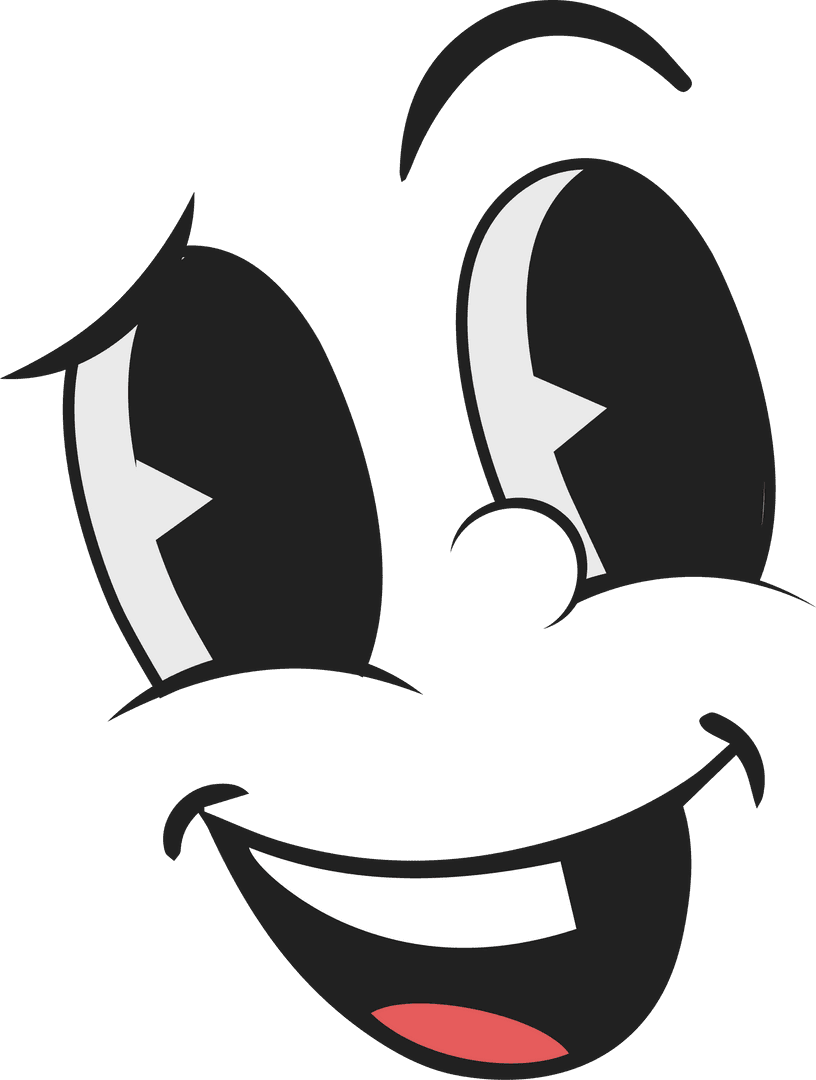 Playful Cartoon Face with Arched Brows on Transparent Background