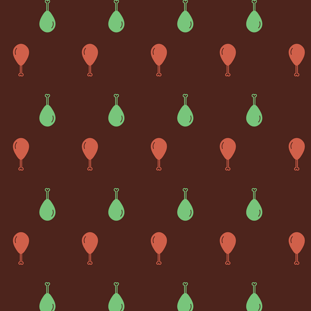 Colorful Chicken Thigh Pattern on Transparent Background for Kitchen Design