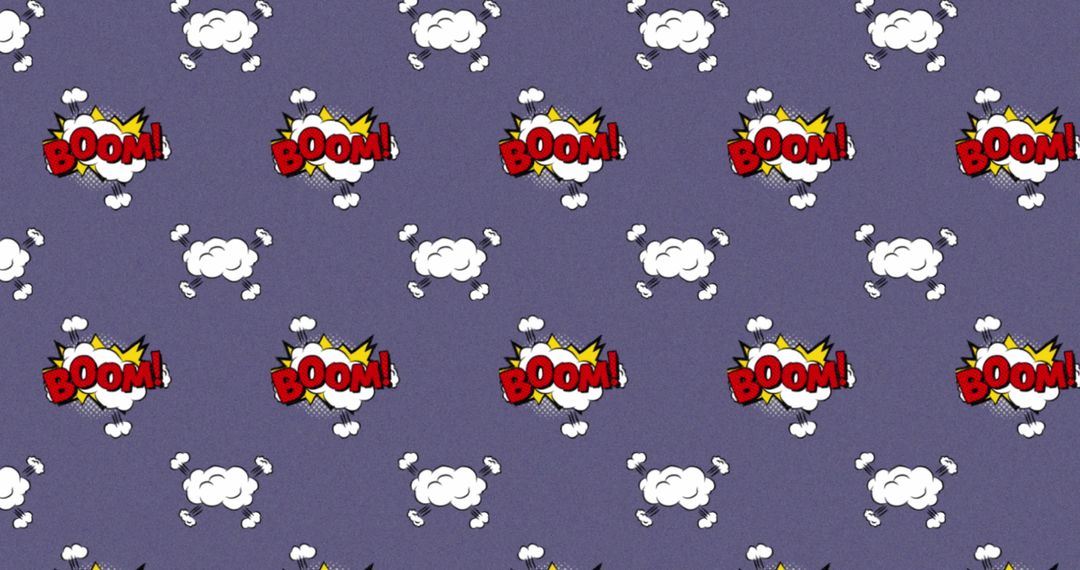 Comic Style Boom Pattern with Clouds for Advertisements