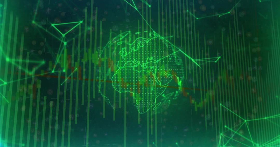 Futuristic Globe with Digital Network and Finance Visualization