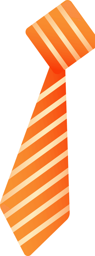 Orange Striped Necktie with Gradient on Transparent Background