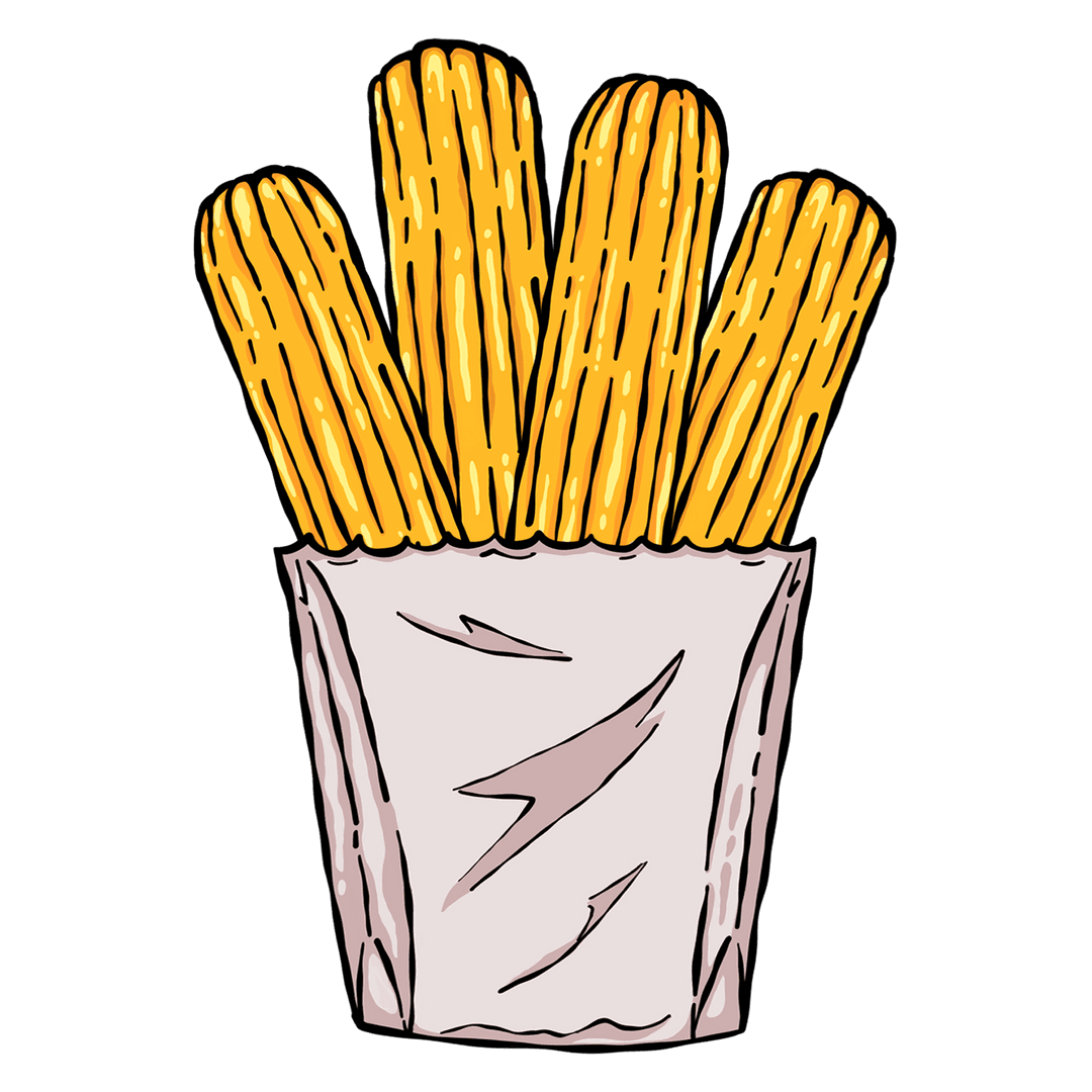 Hand-drawn Churro Sticks in Transparent Background