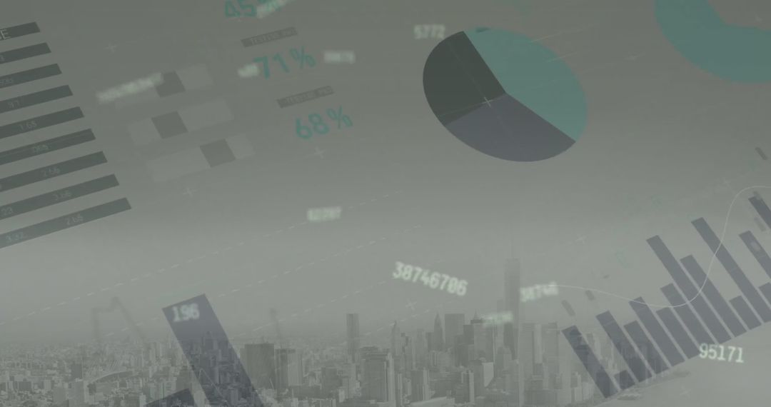 Futuristic Financial Data Overlay on City Skyline