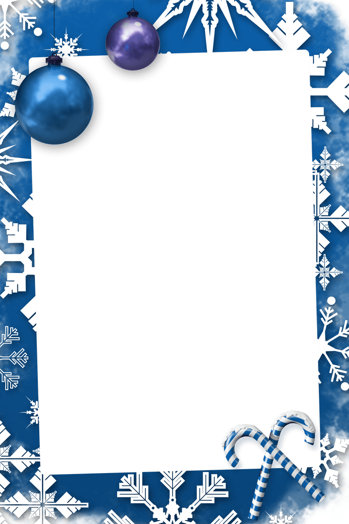 Snowflake Holiday Frame on Transparent Winter Background