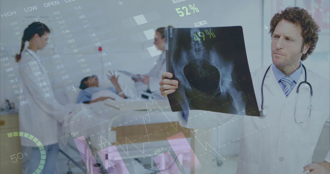 Doctor Analyzing X-ray with Digital Analysis in Futuristic Healthcare