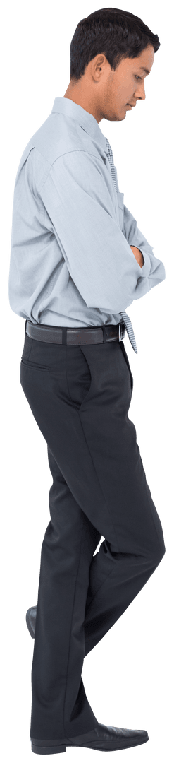 Transparent Sad Businessman Looking Down Side View