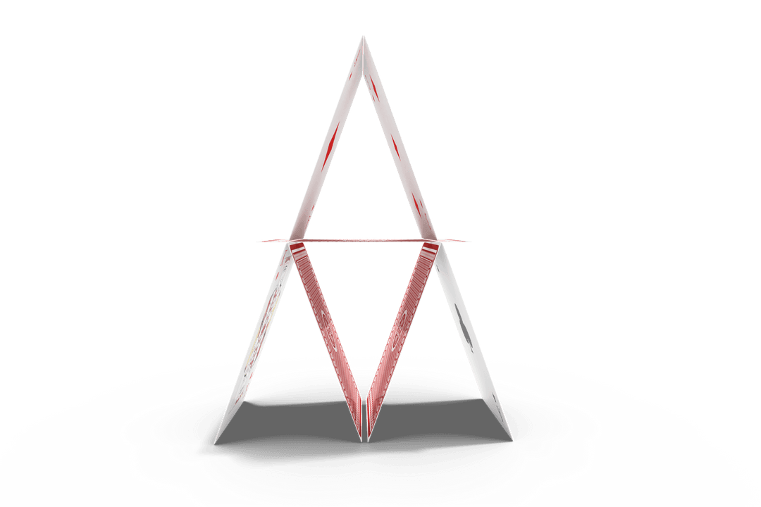 Transparent Playing Cards Building Artistic Structure