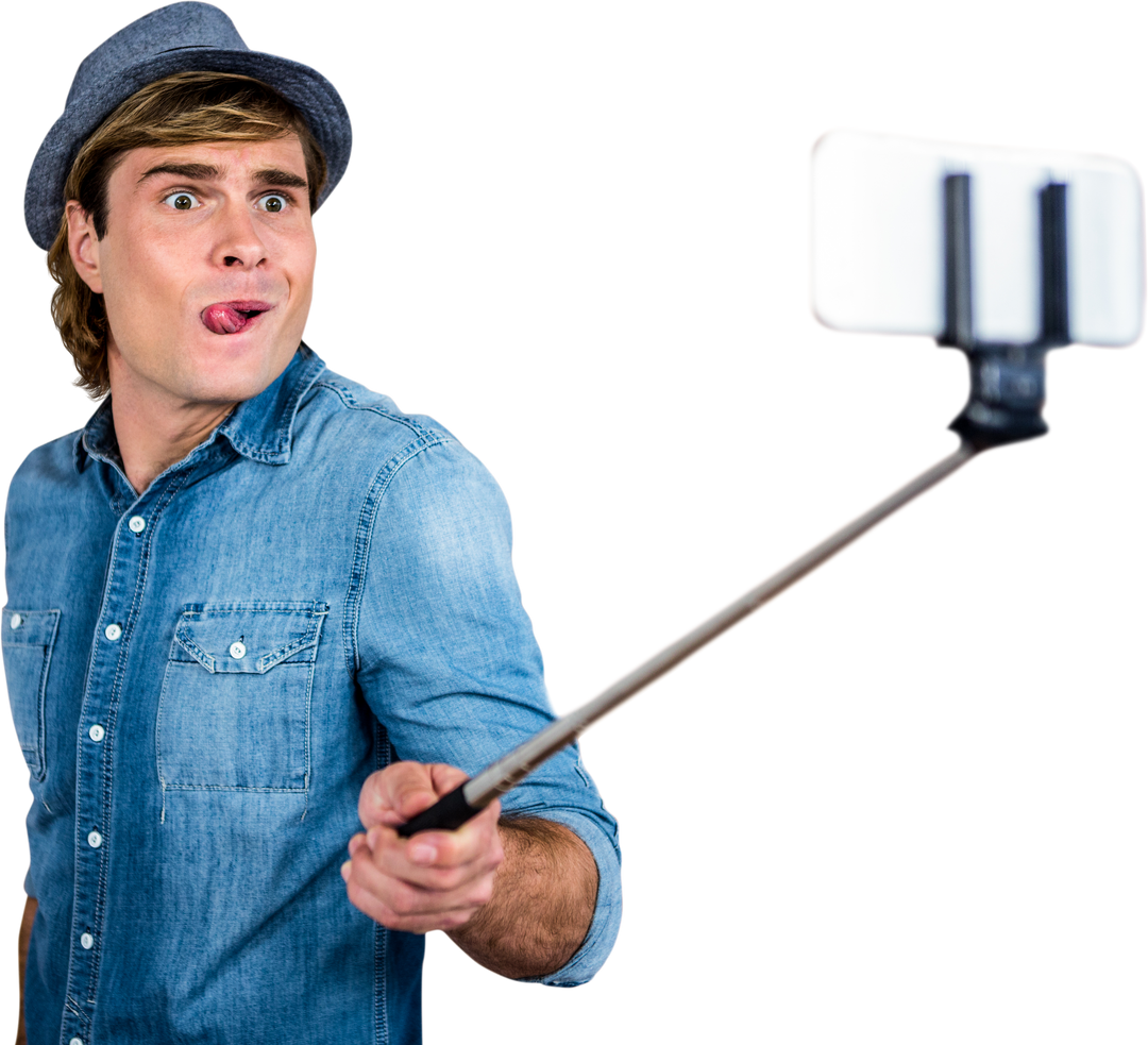 Funny Hipster Taking Selfie with Transparent Background Sticking Tongue Out - Download Free Stock Images Pikwizard.com