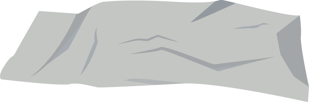 Gray Draped Cloth on Transparent Background with Smooth Folds